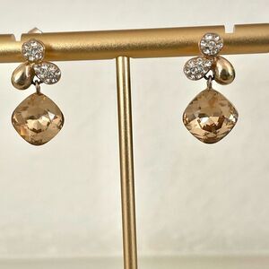 Gold tone rhinestone drop earrings